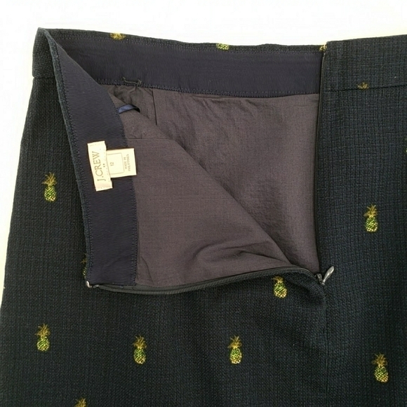 J. Crew Factory Navy Blue Pineapple Printed Cotton Skirt - Picture 6 of 9